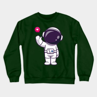 Cute Astronaut Waving Hand Cartoon Crewneck Sweatshirt